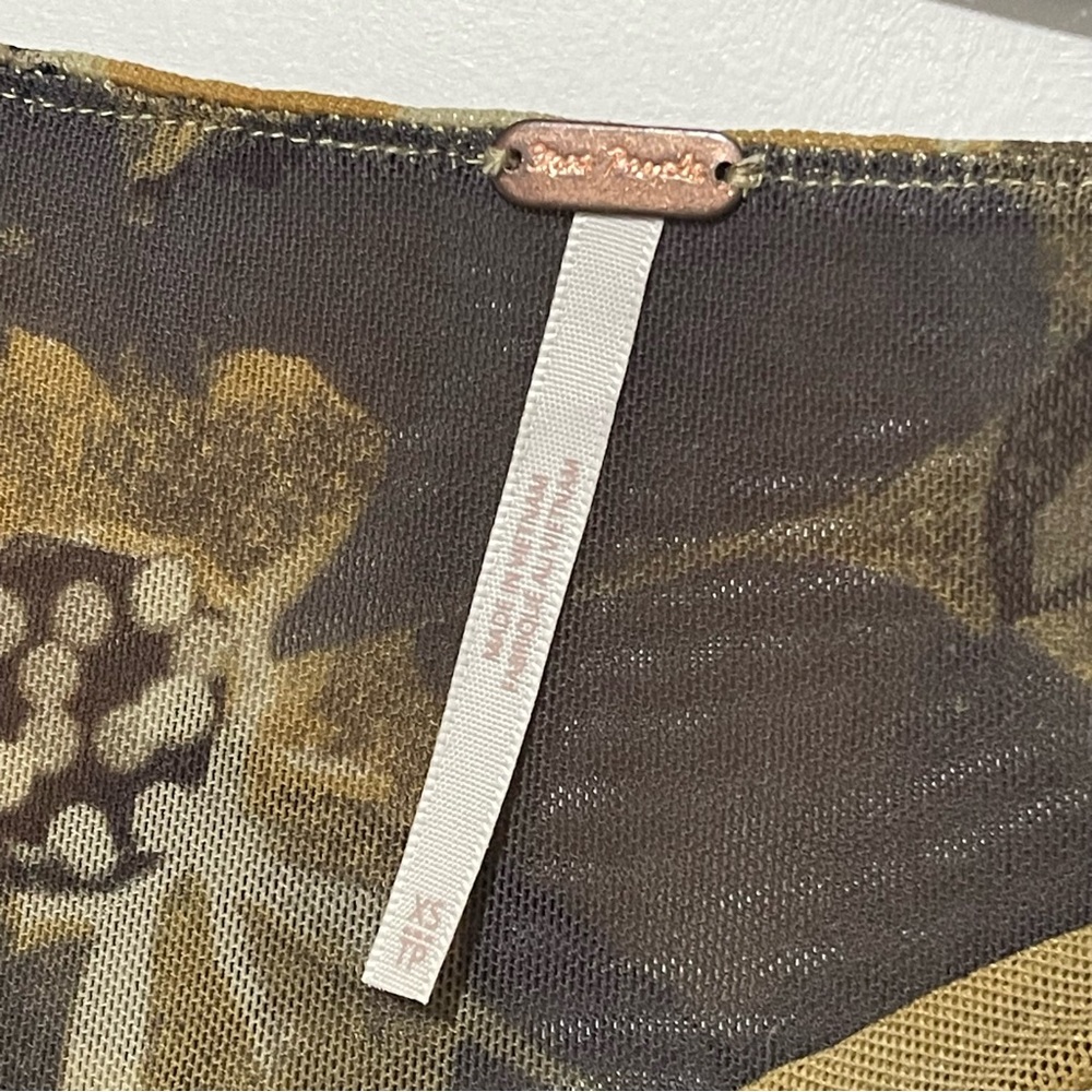 Free People Olive Green Floral Mesh Maxi Skirt with Side Slit - Picture 10 of 10